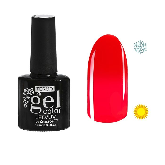 Гель-лак для ногтей "Термо", 10мл, LED/UV, цвет 070А1 неоновый алый