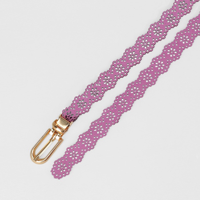 Ремень женский "Ажур", пряжка под золото, ширина - 1,5см, сиреневый