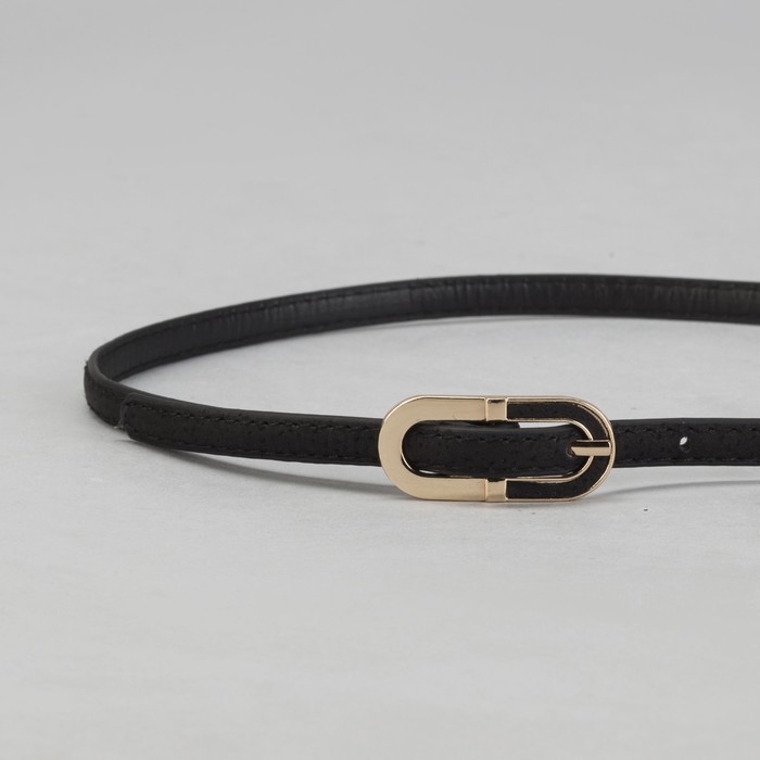 Ремень женский гладкий, пряжка под золото, ширина - 1см, чёрный