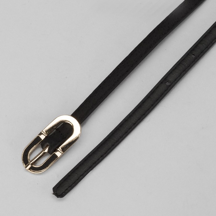 Ремень женский гладкий, пряжка под золото, ширина - 1см, чёрный