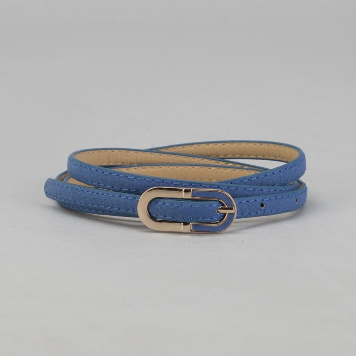 Ремень женский гладкий, пряжка под золото, ширина - 1см, синий