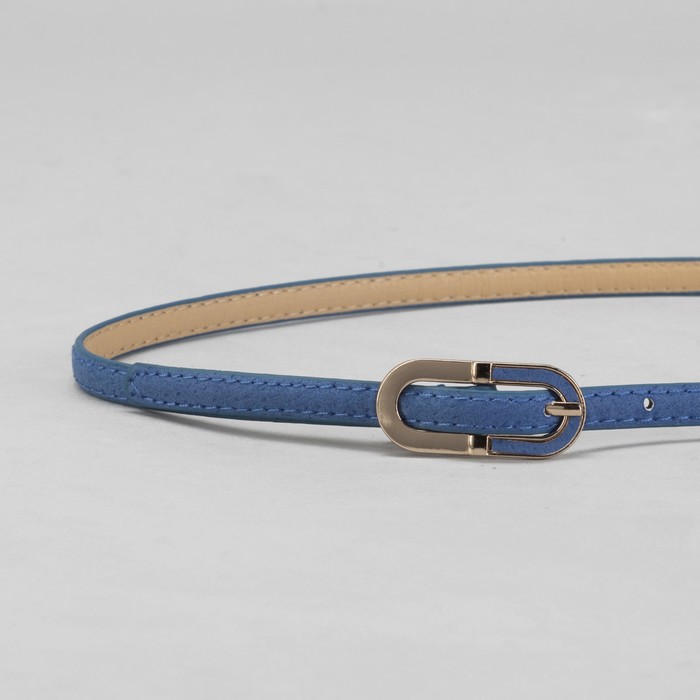 Ремень женский гладкий, пряжка под золото, ширина - 1см, синий