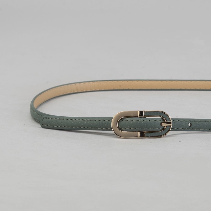 Ремень женский гладкий, пряжка под золото, ширина - 1см, зелёный
