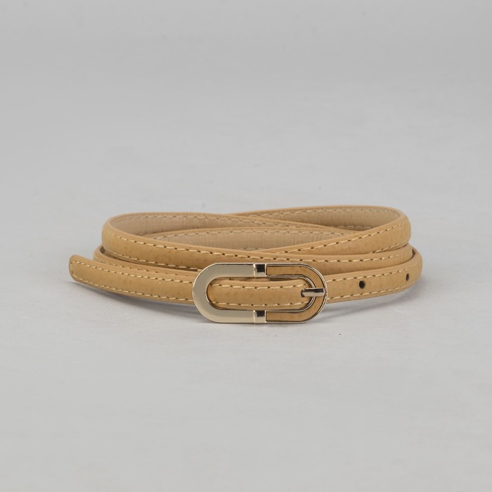 Ремень женский гладкий, пряжка под золото, ширина - 1см, светло-коричневый