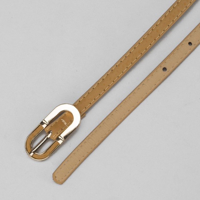 Ремень женский гладкий, пряжка под золото, ширина - 1см, светло-коричневый