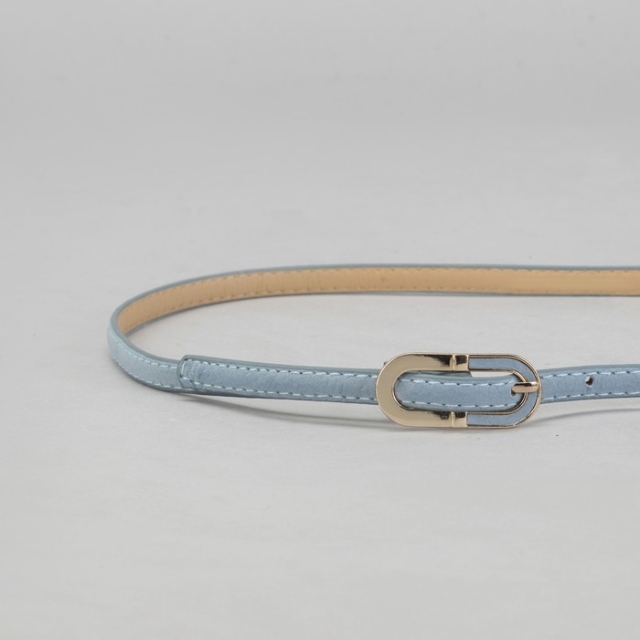Ремень женский гладкий, пряжка под золото, ширина - 1см, голубой
