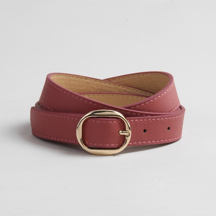 Ремень женский гладкий, пряжка под золото, ширина - 2,5см, бордовый
