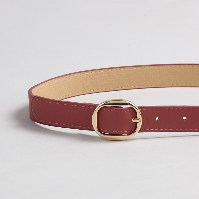 Ремень женский гладкий, пряжка под золото, ширина - 2,5см, бордовый