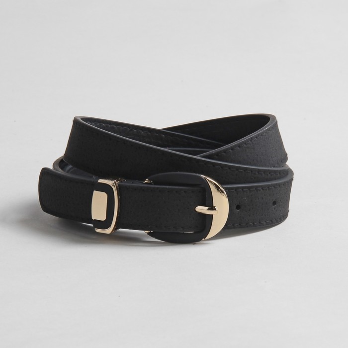 Ремень женский гладкий, пряжка, хомут под золото, ширина - 2,5см, чёрный