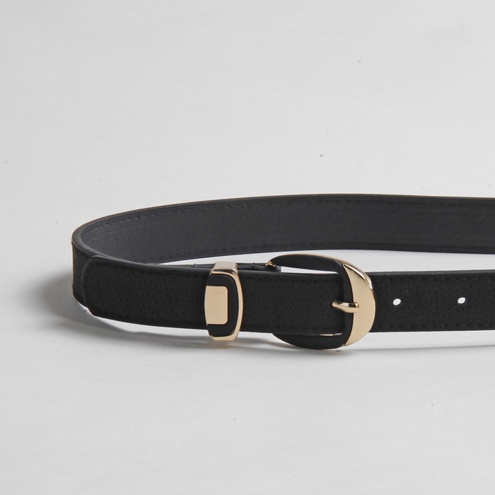 Ремень женский гладкий, пряжка, хомут под золото, ширина - 2,5см, чёрный