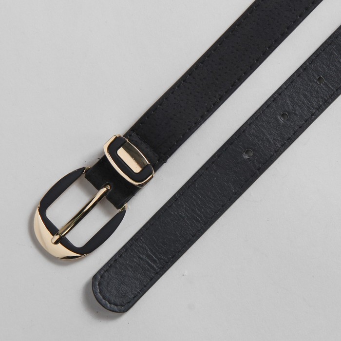 Ремень женский гладкий, пряжка, хомут под золото, ширина - 2,5см, чёрный