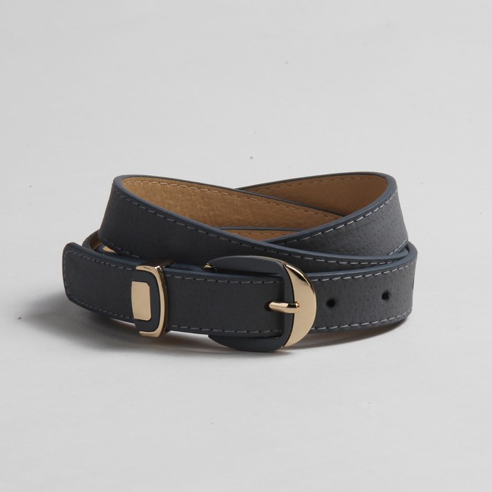 Ремень женский гладкий, пряжка, хомут под золото, ширина - 2,5см, серый