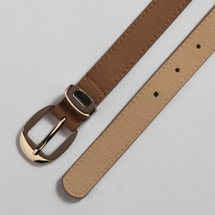 Ремень женский гладкий, пряжка, хомут под золото, ширина - 2,5см, коричневый