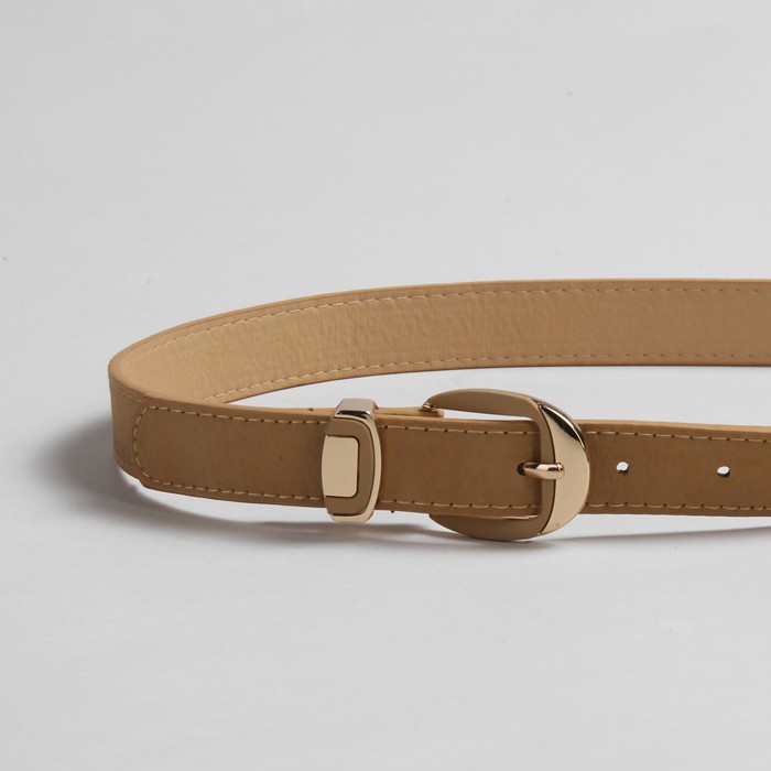 Ремень женский гладкий, пряжка, хомут под золото, ширина - 2,5см, бежевый
