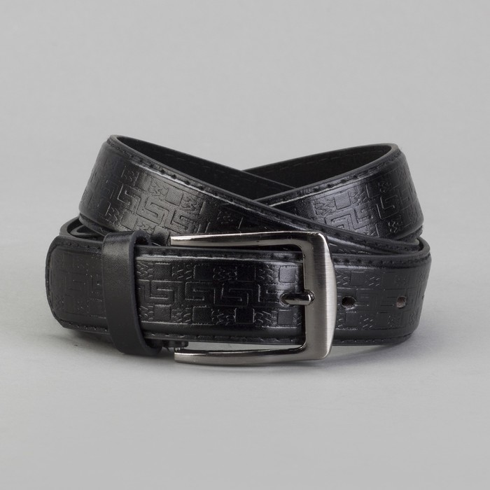 Ремень мужской "Афины", винт, пряжка под металл, ширина - 3см, чёрный
