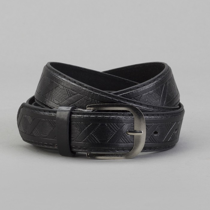 Ремень мужской "Ромбы", винт, пряжка под металл, ширина - 3см, чёрный