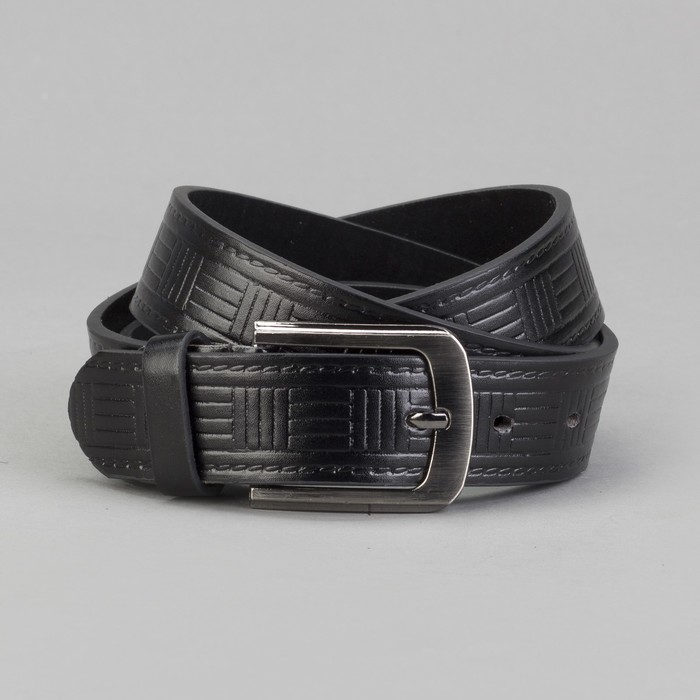 Ремень мужской "Квадраты", винт, пряжка под металл, ширина - 3см, чёрный