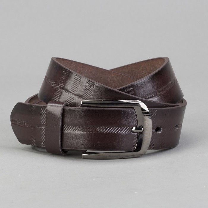 Ремень мужской "Геометрия", винт, пряжка под металл, ширина - 3,8см, коричневый