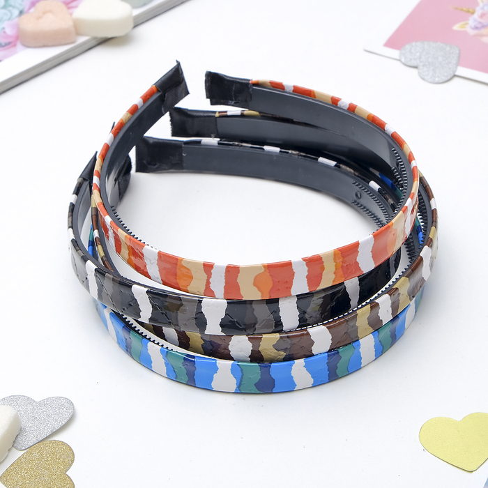 Ободок для волос "Цветные полоски" глянец, микс