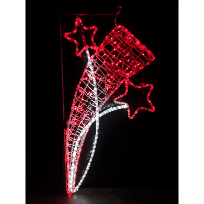 Светодиодная консоль "ДВЕ ЗВЕЗДЫ с ЛЕНТОЙ", 1 х 0.5 м, шнур 6 м, 5 м (красные диоды), 35 Вт