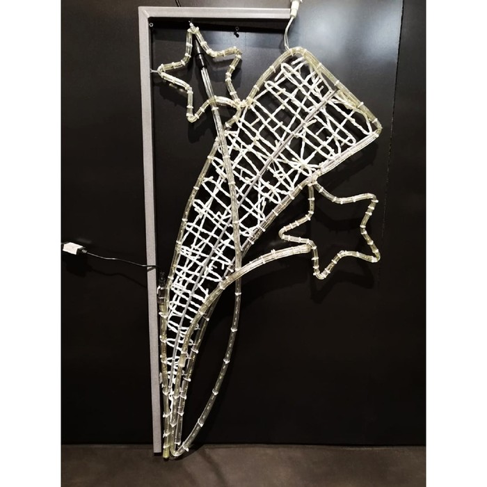 Светодиодная консоль "ДВЕ ЗВЕЗДЫ с ЛЕНТОЙ", 1.5 х 0.75м, шнур 9м, 10м (красные диоды), 55 Вт