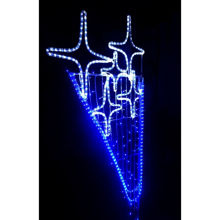 Светодиодная консоль "ШЕСТЬ ЗВЕЗД", 1.5х0.65м,шнур 12 м, гирлянда 10м (синие диоды), 60Вт,