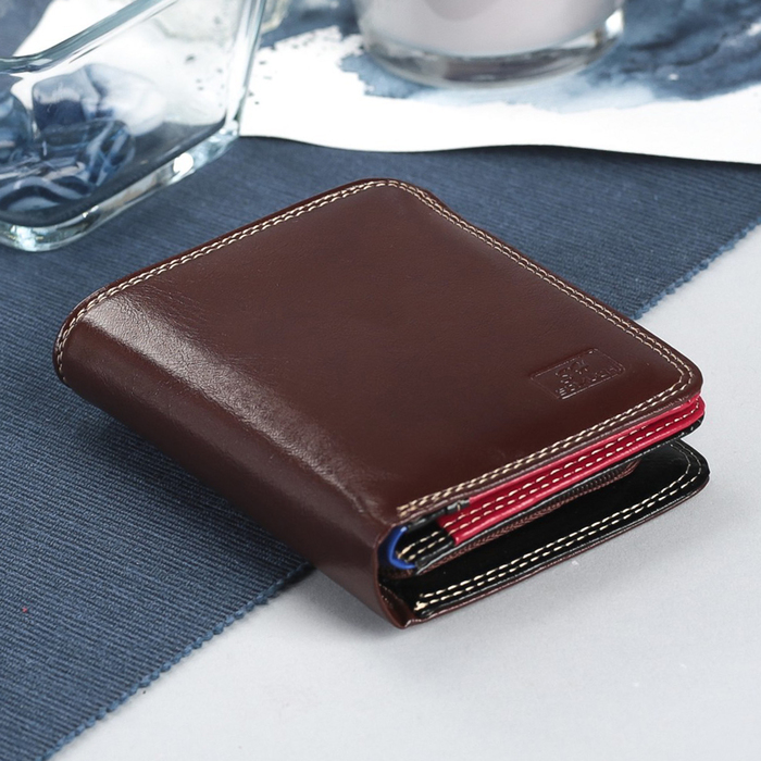 Кошелёк женский складной, 2 отдела, отдел для карт, отдел для монет, коричневый