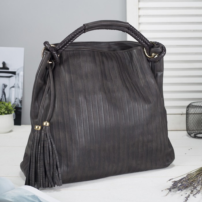 Сумка женская на молнии, 1 отдел с перегородкой, 1 наружный карман, коричневая