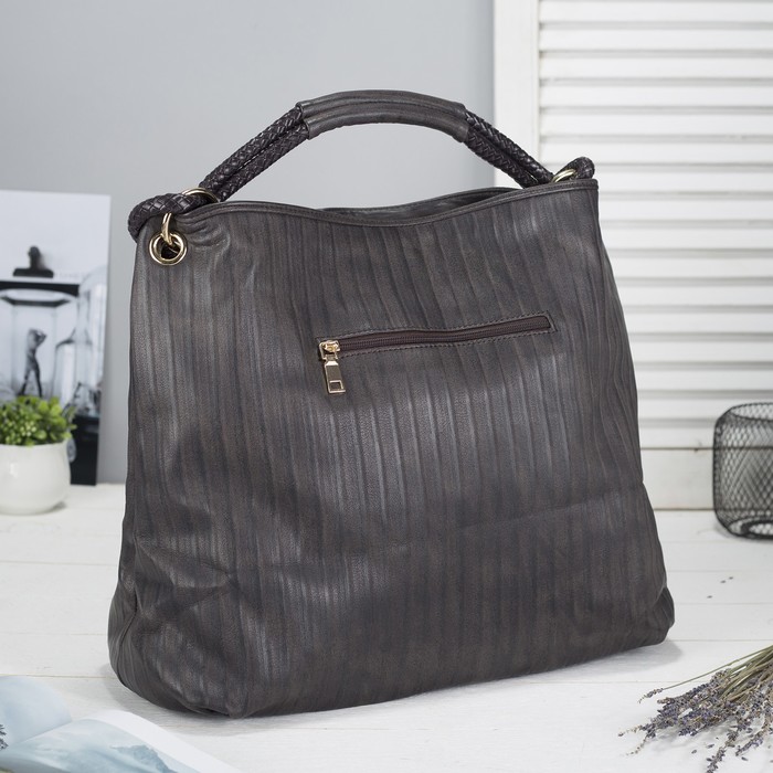 Сумка женская на молнии, 1 отдел с перегородкой, 1 наружный карман, коричневая