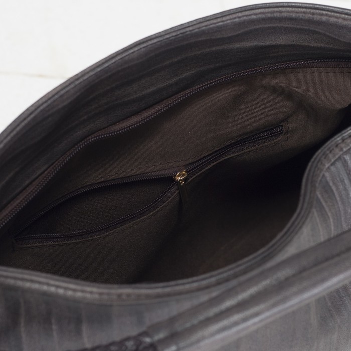 Сумка женская на молнии, 1 отдел с перегородкой, 1 наружный карман, коричневая