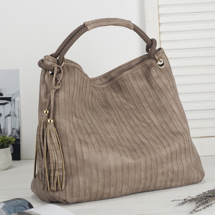 Сумка женская на молнии, 1 отдел с перегородкой, 1 наружный карман, бежевая