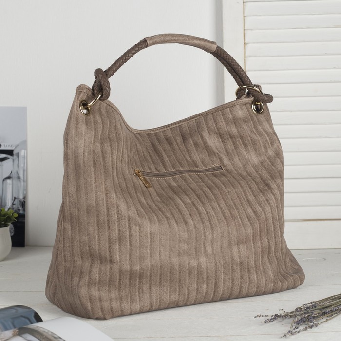 Сумка женская на молнии, 1 отдел с перегородкой, 1 наружный карман, бежевая