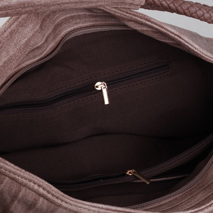 Сумка женская на молнии, 1 отдел с перегородкой, 1 наружный карман, бежевая