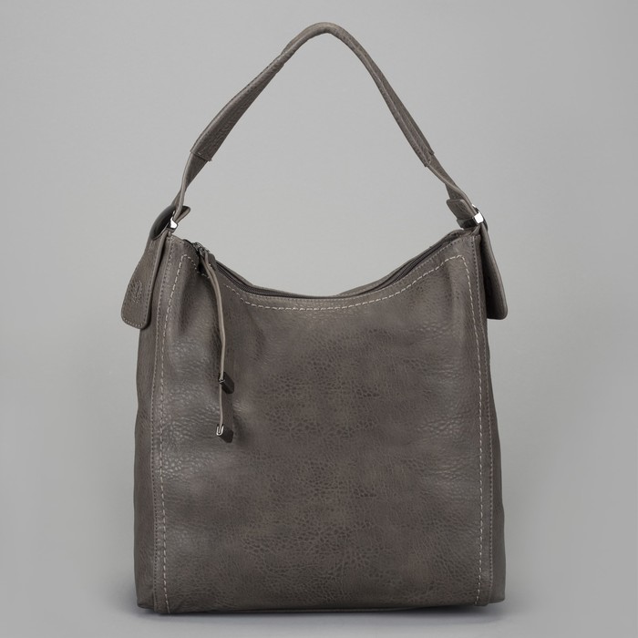 Сумка женская на молнии, 1 отдел с перегородкой, 1 наружный карман, серая