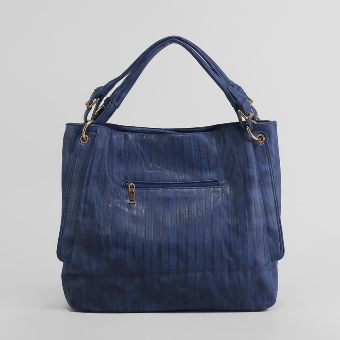 Сумка женская на молнии, 1 отдел с перегородкой, 2 наружных кармана, синяя