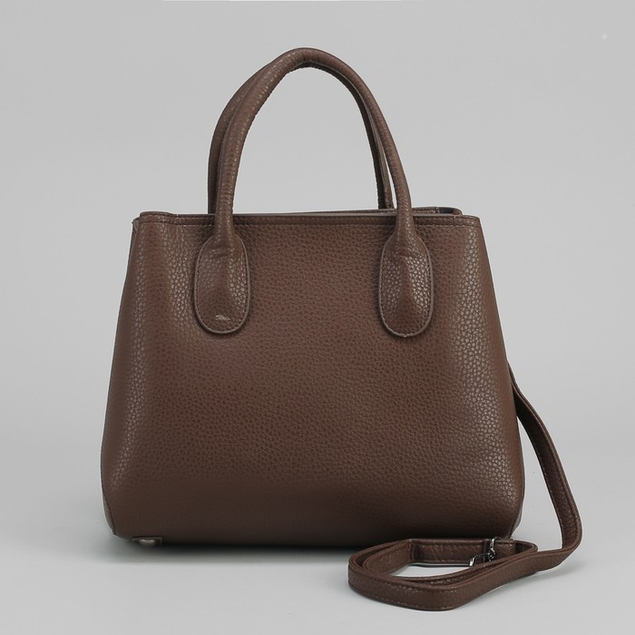 Сумка женская на молнии, 1 отдел, длинный ремень, коричневая