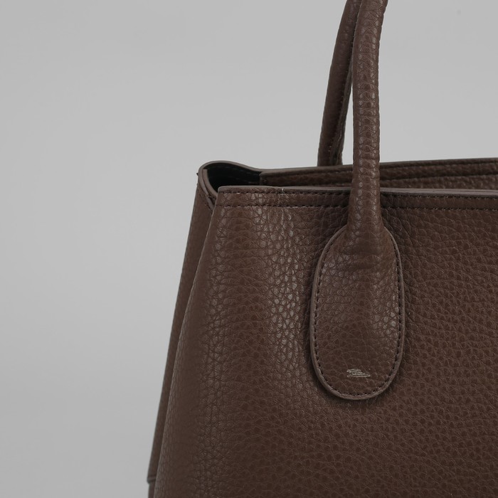 Сумка женская на молнии, 1 отдел, длинный ремень, коричневая