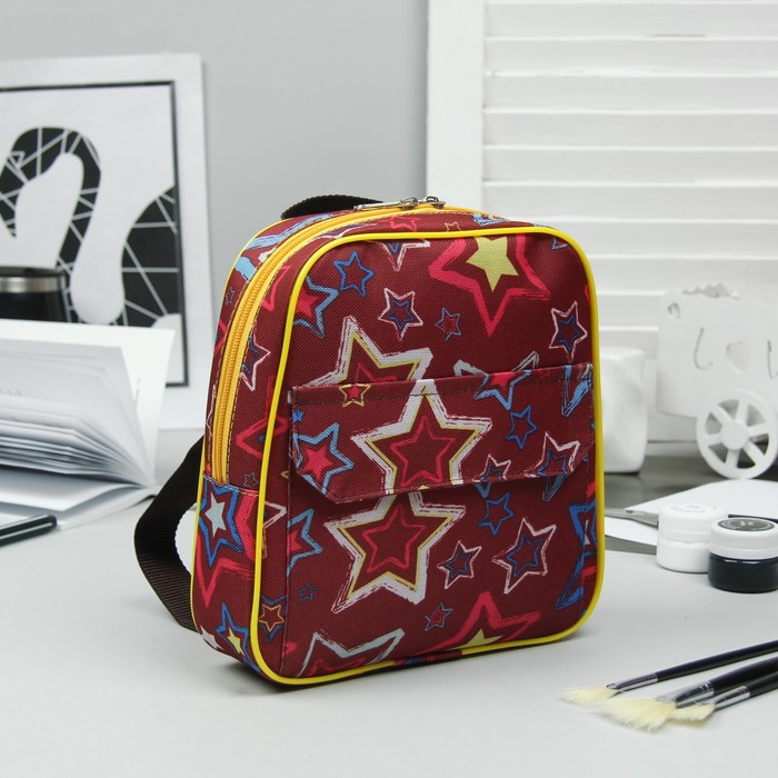Рюкзак детский на молнии "Звёзды", 1 отдел, 1 наружный карман, цвет бордовый