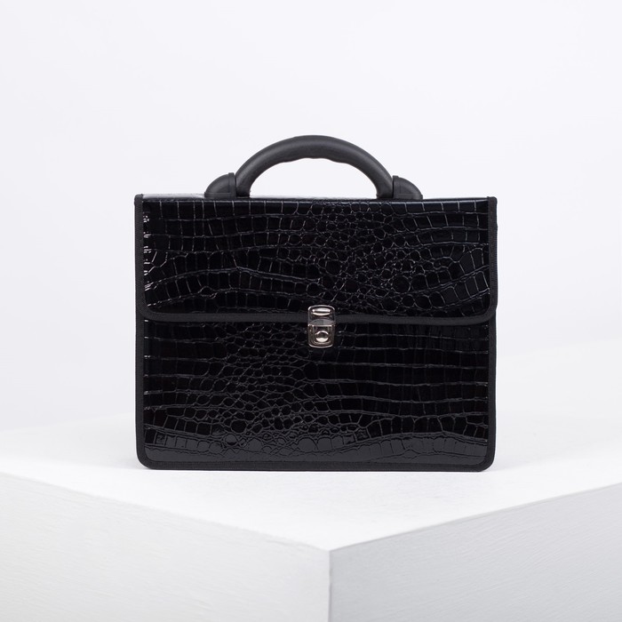 Портфель деловой "Колпино", 2 отдела, чёрная анаконда
