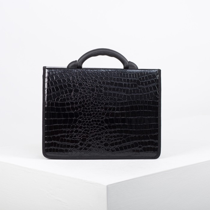 Портфель деловой "Колпино", 2 отдела, чёрная анаконда