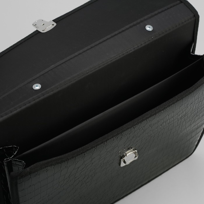 Портфель деловой "Колпино", 2 отдела, чёрная анаконда