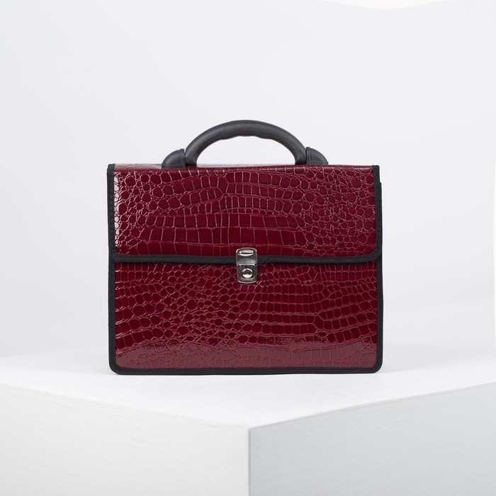 Портфель деловой "Колпино", 2 отдела, бордовая анаконда
