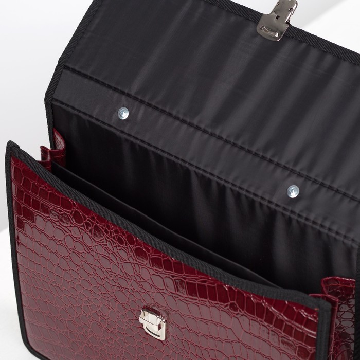 Портфель деловой "Колпино", 2 отдела, бордовая анаконда