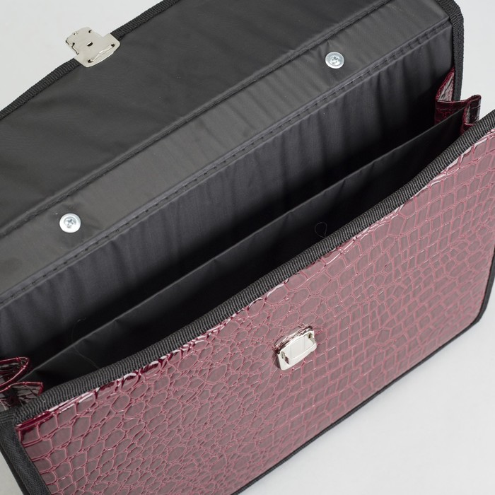 Портфель деловой "Колпино", 2 отдела, бордовая анаконда