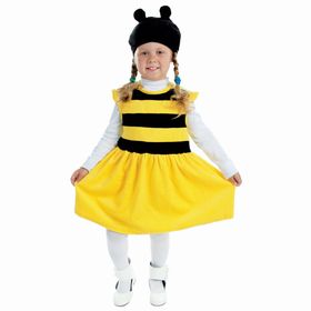 Детский карнавальный костюм «Пчёлка», велюр, платье, шапка, 1,5-3 г, рост 98 см Ош