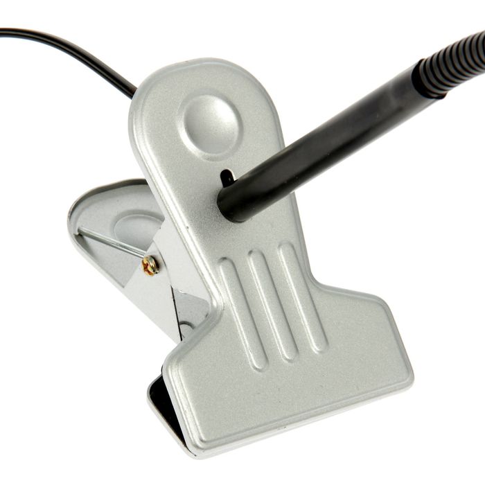 Лампа настольная гибкий корпус на зажиме, серебро