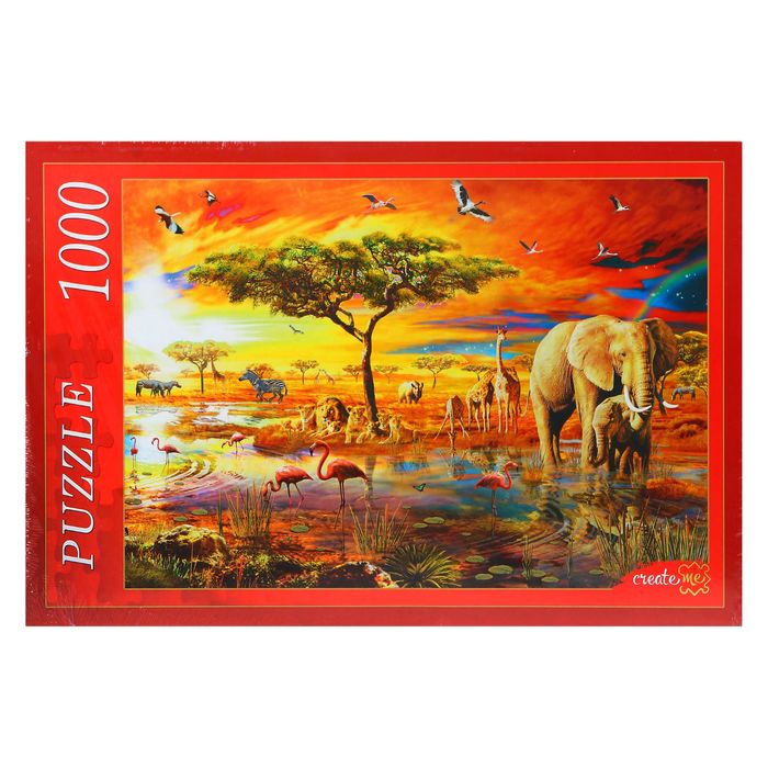 Пазлы "Озеро в саванне", 1000 элементов