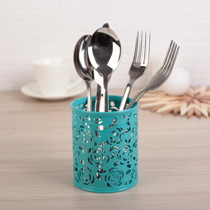 Подставка для столовых приборов "Розы", круглая, цвет МИКС