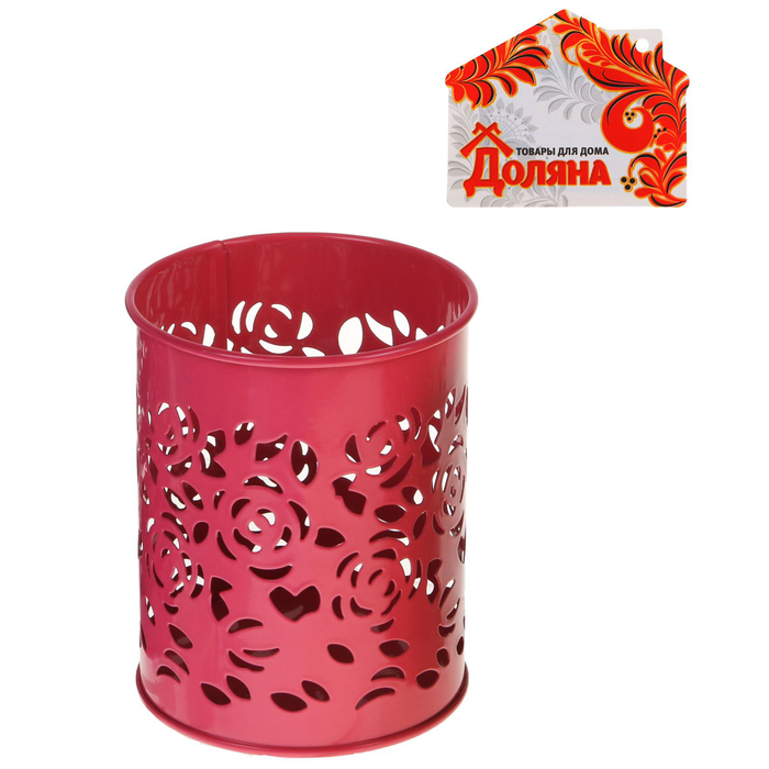 Подставка для столовых приборов "Розы", круглая, цвет МИКС