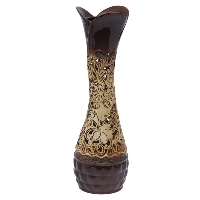 Ваза напольная "Тюльпан" узор, коричневая